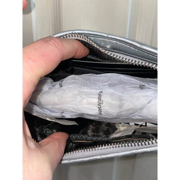 Karl Lagerfeld Lafayette Quilted Demi Crossbody Bag Bag With Chain Strap & Adjus - Picture 11 of 13
